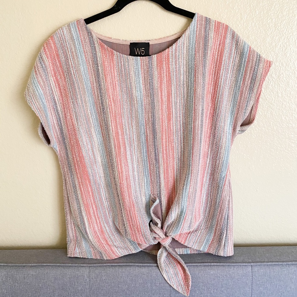 Anthropologie W5 Tie Front Marled Top M